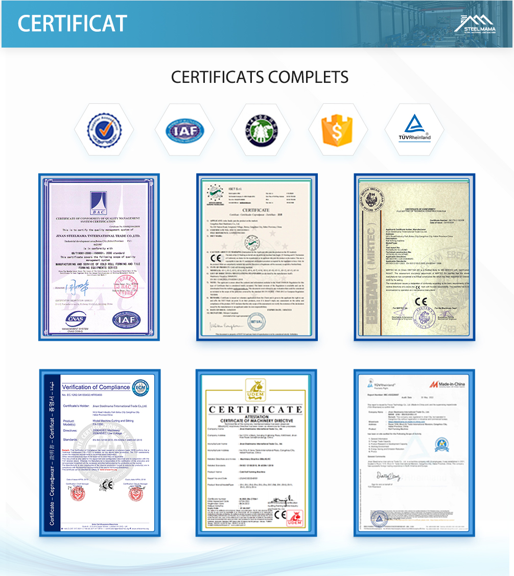 ligne de profilage Certificat